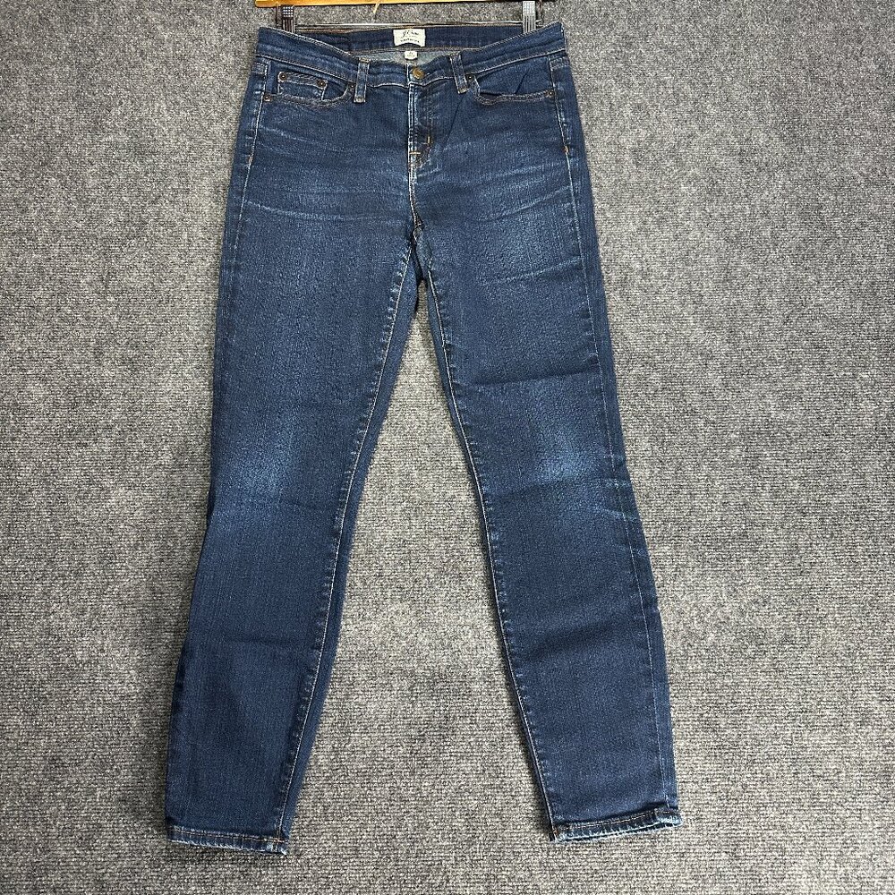 J Crew Jeans Womens 29 Toothpick Medium Wash Cotton Stretch Pockets Logo